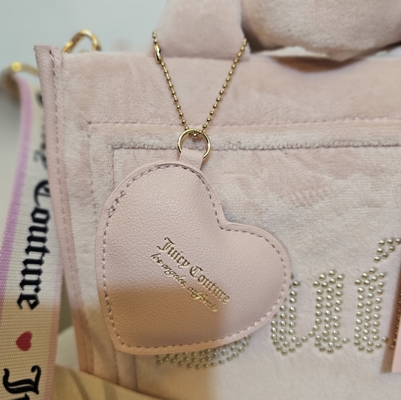 Juicy Couture Pink Mini Velour Logo Tote Crossbody Shoulder Bag - Picture 8 of 15